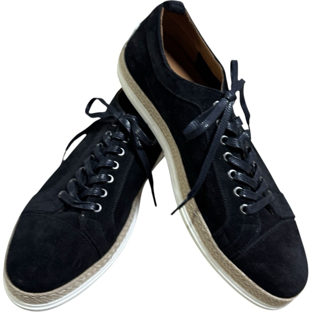 Aquatalia Suede 430556 Casual Shoes Men's Size 9.5 Color Black With Bag &‎ Card